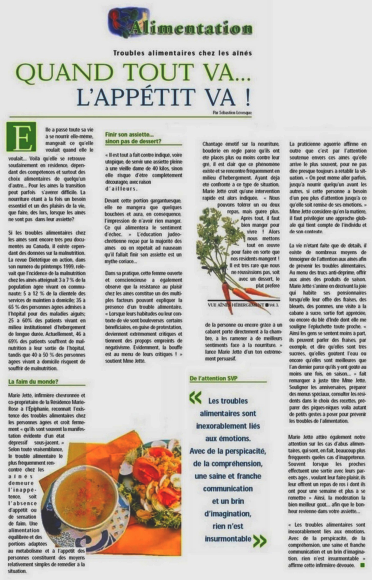 Article alimentation aines 